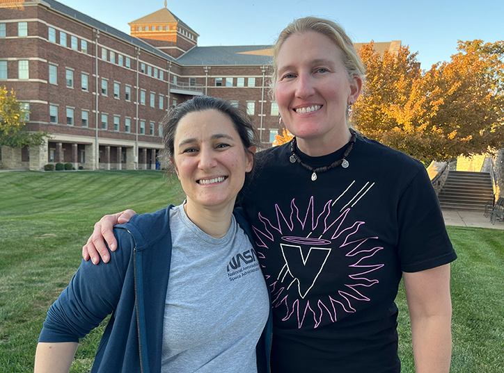 Denise Wunderler, DO, FAOASM, and Student Doctor Reed June Apostol meet at KCU-KC